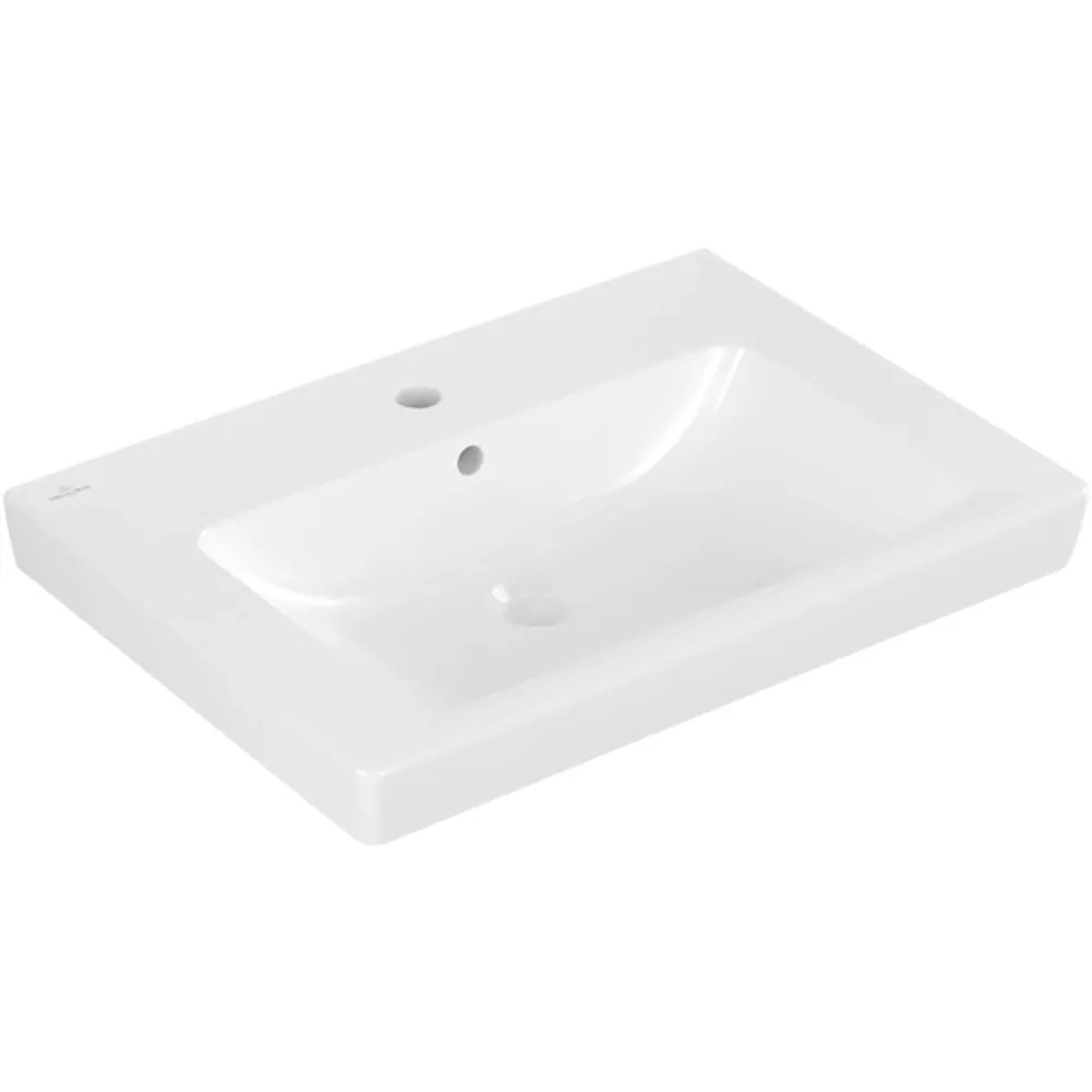 Villeroy & Boch Subway 2.0 Handwaschbecken, 65 cm, Alpinweiß, mit Hahnloch und Überlauf.