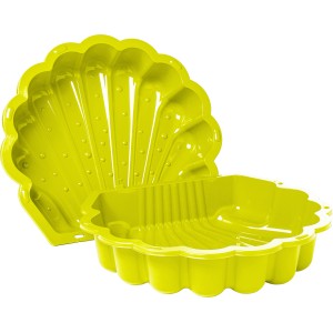 Gelbe SwingKing Sandmuschel, zweiteilig, geöffnet. Ideal als Sandkasten oder Ballpool.