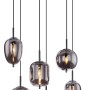 Globo Blacky Pendelleuchte, 6-flammig, Schwarz, Rauchglas. Hängeleuchte für Wohnbereich.