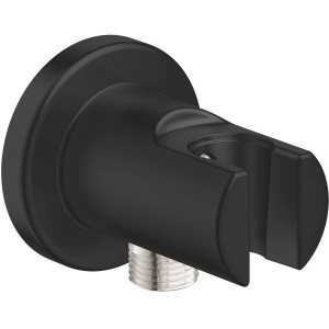 Grohe Vitalio Universal Abgangsbogen in Mattschwarz mit Wandbrausehalter.