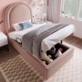 okwish Polsterbett 90x200cm mit Samt Kinderzimmer Rosa mit Matratze_2