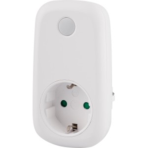 Weißer Wifi-Stecker Schuko zur Hausfunksteuerung mit Timerfunktion.
