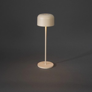 Sandfarbene Konstsmide LED-Tischleuchte Lille, 36 cm, für Innen & Außen. Dekoleuchte mit USB-Anschluss.