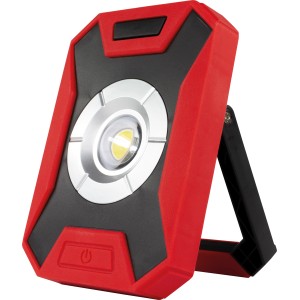 LED-Arbeitsleuchte Flood 10W mit Akku und Powerbank, schwarz-rot.