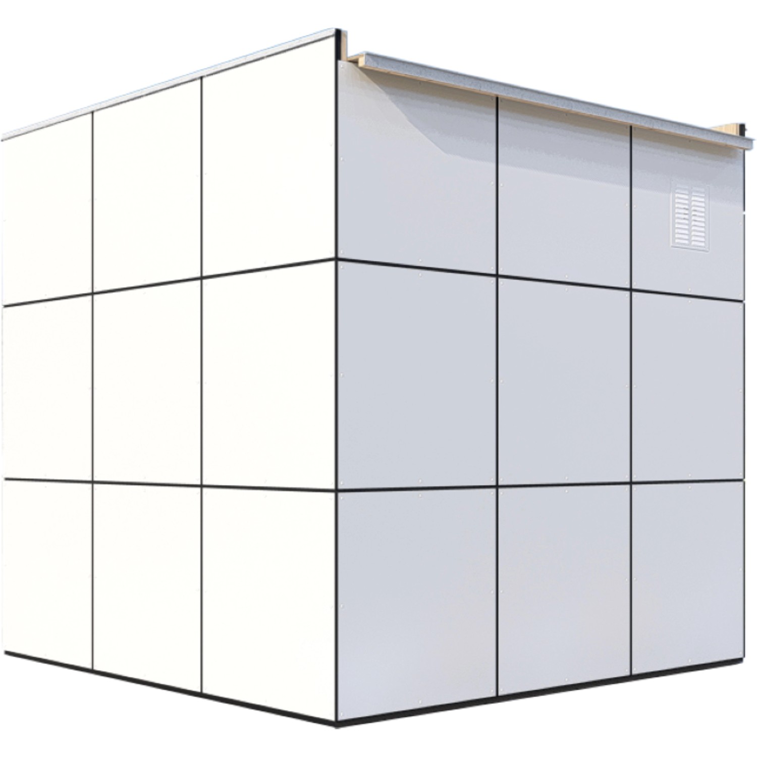 Bertilo Gartenhaus HPL 1 in Anthrazit-Weiß, 228x230 cm, aus beschichtetem Holz.