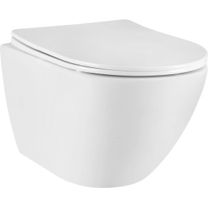 Weißes, spülrandloses baliv Wand WC-Set Davenport mit Soft-Close WC-Sitz.