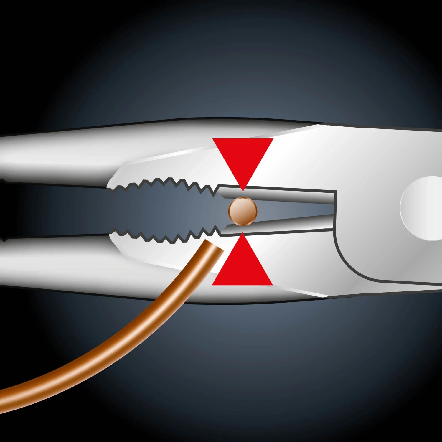 LUX Telefonzange Professional 160 mm beim Schneiden eines Drahts.