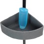 Detailaufnahme: Wenko Teleskop-Eckregal Villata mit Korb und blauer Flasche. Ideal für Dusche und Bad.