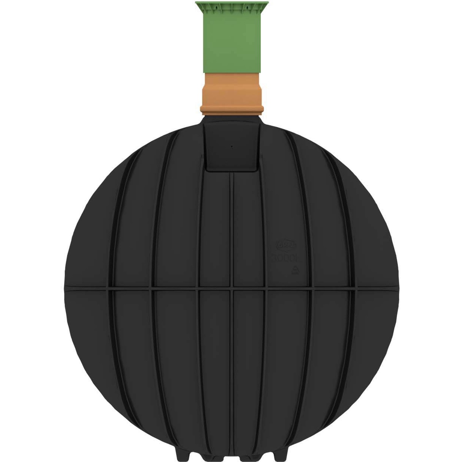 Garantia Sammelgrube Stabilus 3000L, schwarzer Erdtank mit grünem Dom, DIBT Zulassung.