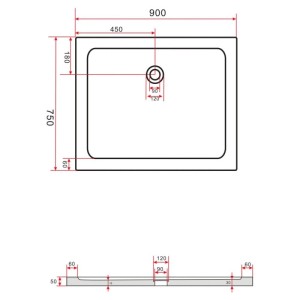 Glasdeals Duschwanne Duschtasse Acryl 5 x 90 x 75 cm 3903