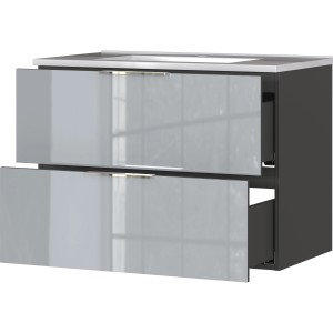 Germania Waschtisch-Unterschrank Vasio, Graphit/Silbergrau, mit Waschbecken.