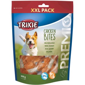 Trixie Premio Chicken Bites, XXL-Packung mit Hunde-Snacks aus Hühnchen und Rinderhaut, 300g.