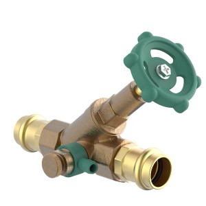 Kirchhoff Schrägsitzventil 18 mm mit Entleerung, Pressfitting für Sanitär- und Heizungsinstallation.