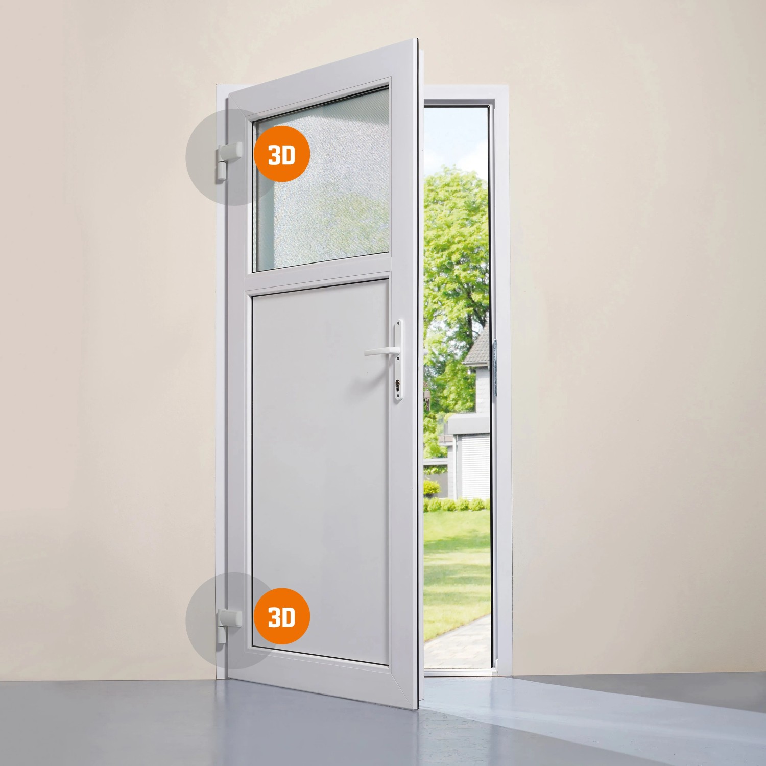 Panto Nebeneingangstür K401 Weiß 98 cm x 208 cm DIN R_10