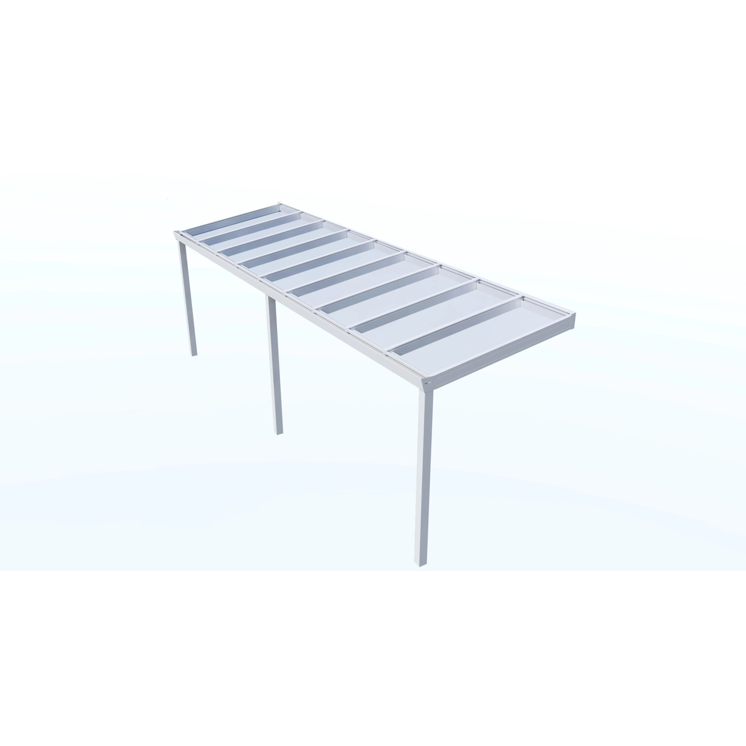 Weiße Terrassenüberdachung Professional 700x200 cm mit Glasdach.