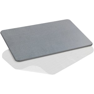 Graue Wenko Badematte Simi, 60x39 cm, aus Kieselgur mit Anti-Rutsch-Netz für sicheren Stand im Badezimmer.
