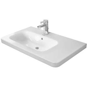 Weißes Duravit DuraStyle Möbelwaschbecken, 80 cm, mit Hahnloch links. Einbauwaschbecken aus Keramik.