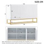 okwish Sideboard mit 4 Fächern Stauraum Esszimmer 130x38x76cm Weiß_5