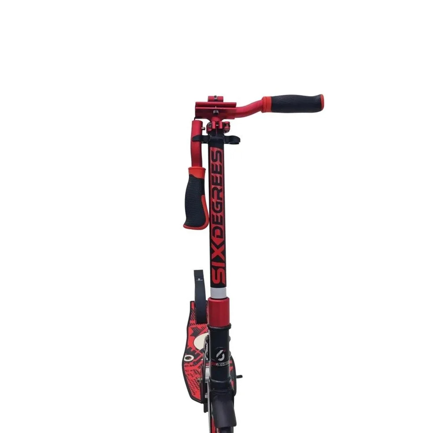 Six Degrees Aluminium Scooter mit Klappmechanismus und Ständer 205 mm Höhenverstellbar Racing Red Testsieger_5