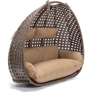 Brauner Home Deluxe Hängesessel-Korb Twin mit Kissen, ohne Gestell. Ideal für Garten und Terrasse.