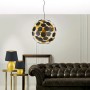 Moderne Trio Pendelleuchte Discalgo in Schwarz-Gold mit auffälligem Kugeldesign.