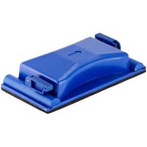Blauer LUX Handschleifklotz, 165x87mm, mit Spannhebeln zum einfachen Schleifpapierwechsel.