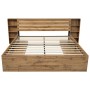 okwish Holzbett 160x200cm mit LED USB Stauraum Kopfteil Schlafzimmer Eiche ohne Matratze