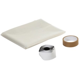 wolfcraft Schmutzschleuse: Baufolie, Reißverschluss und Klebeband für staubfreies Arbeiten.