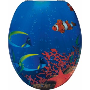 WC-Sitz Ardila Holzkern Ozean mit Unterwasserwelt-Motiv (Fische, Korallen).