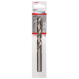 Bosch Metallbohrer HSS-G, 13 mm, in Verpackung. Spiralbohrer für präzise Bohrlöcher in Metall.