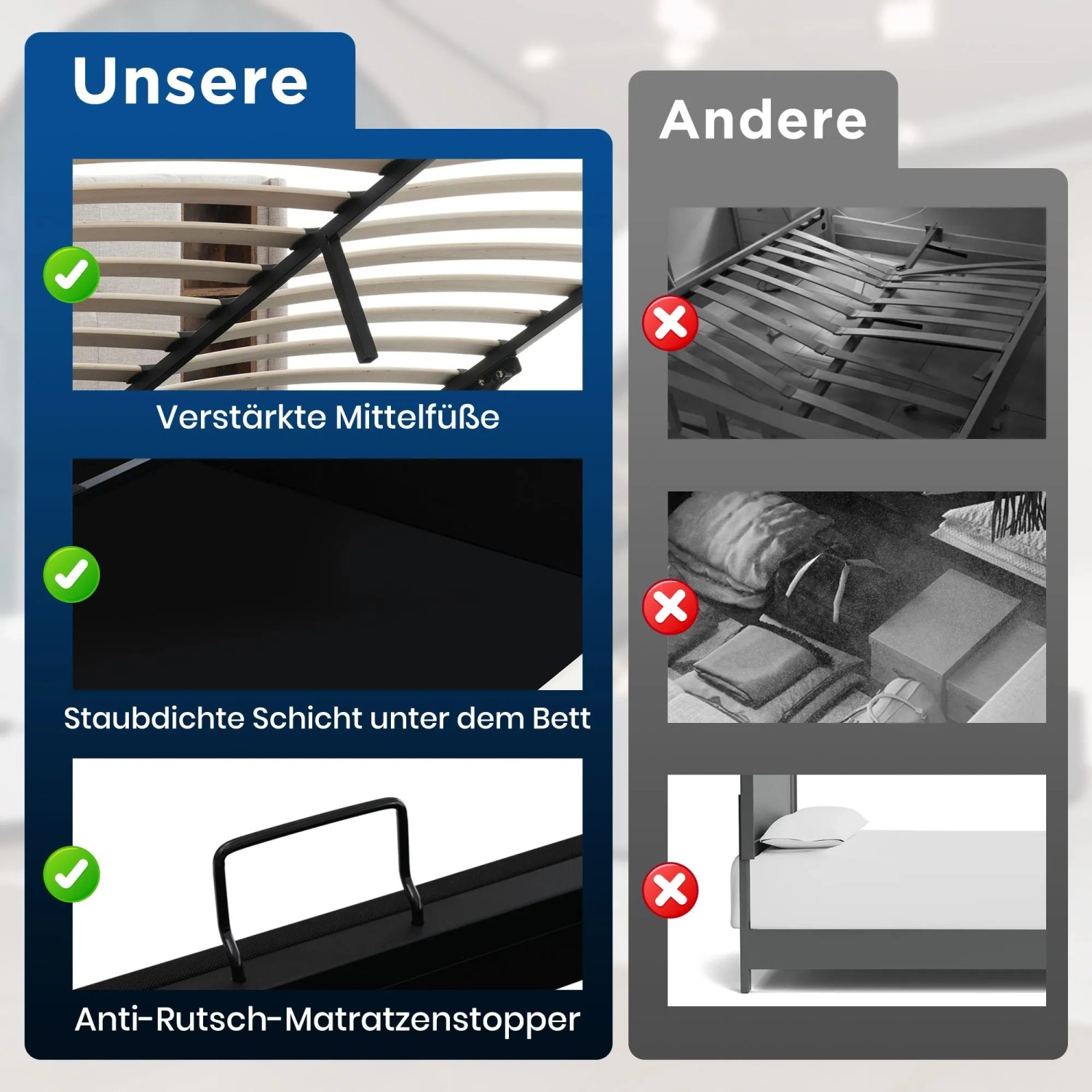 okwish Polsterbett 90x200cm mit USB C Laden Schlafzimmer Grau Leinen ohne Matratze_10