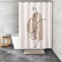 Kleine Wolke Duschvorhang Faceline beige-schwarz mit abstraktem Motiv, 200x180 cm.