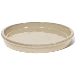 Cremefarbener Kirschke Untersetzer, Ø 25 cm, aus Steinzeug für Blumentöpfe.