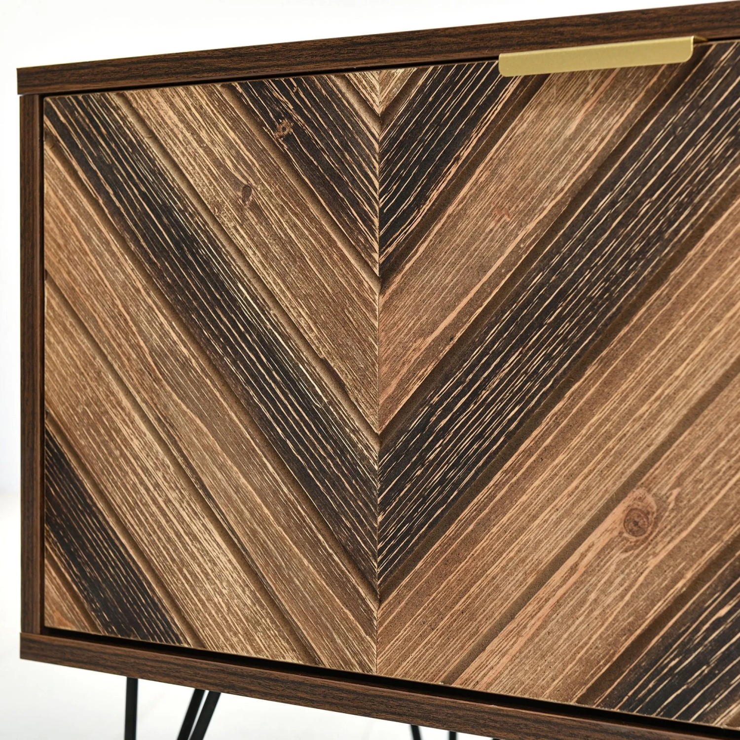 okwish TV Schrank mit Türen und Fächern und Gold Griffen für Wohnzimmer 155x38x48cm Natur_10