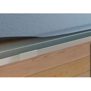 Alufarbener Verbinder für SDF Kastenrinne, zur Verbindung von zwei Dachrinnen.