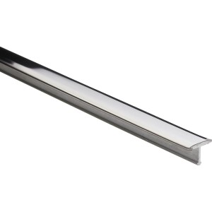 Poliertes Edelstahl T-Fugenprofil, 14 mm breit und 0,9 m lang, für saubere Übergänge.
