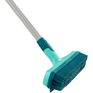 Leifheit Gummibesen Click-System, Reinigungsgerät mit Supraborsten in Türkis und Grau.