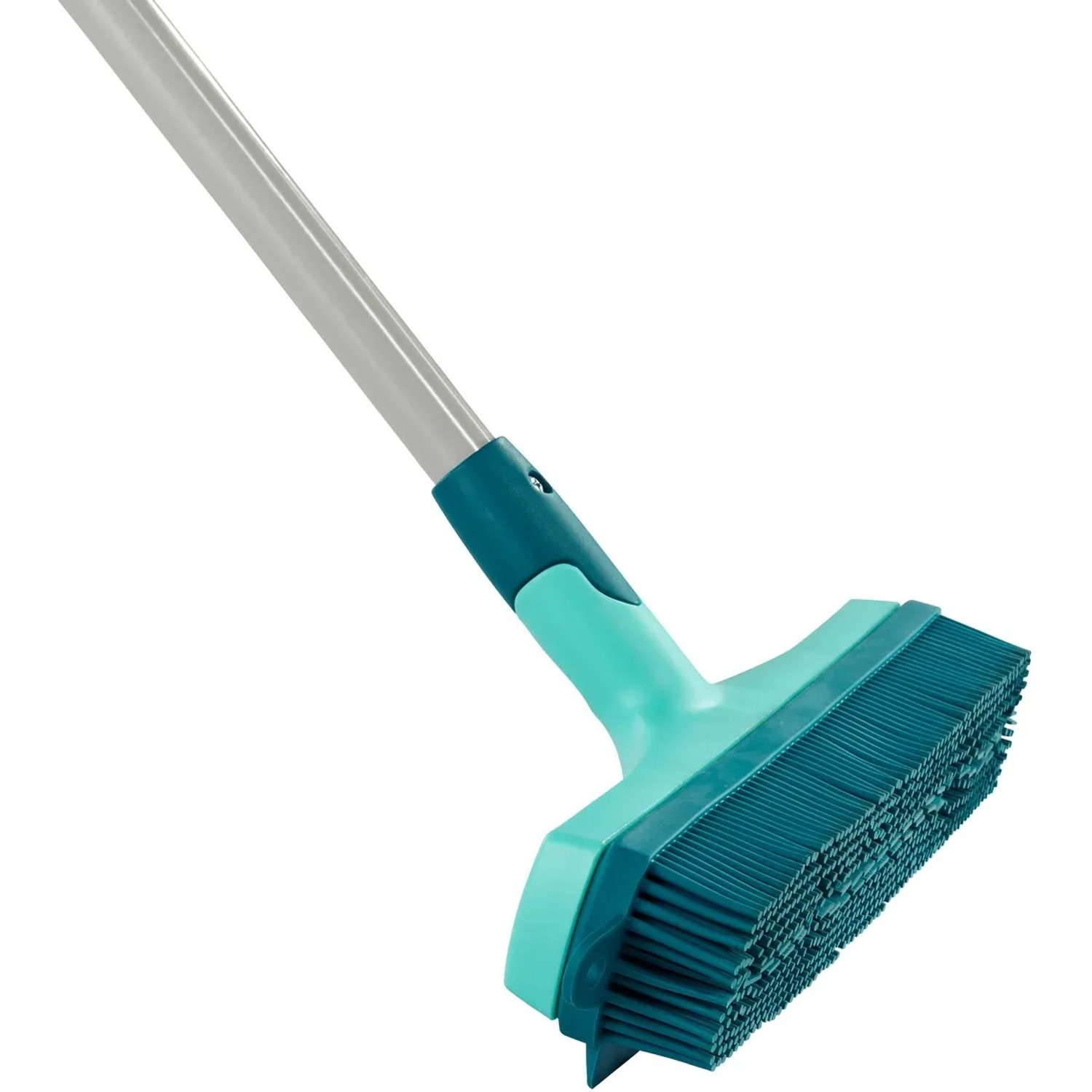 Leifheit Gummibesen Click-System, Reinigungsgerät mit Supraborsten in Türkis und Grau.