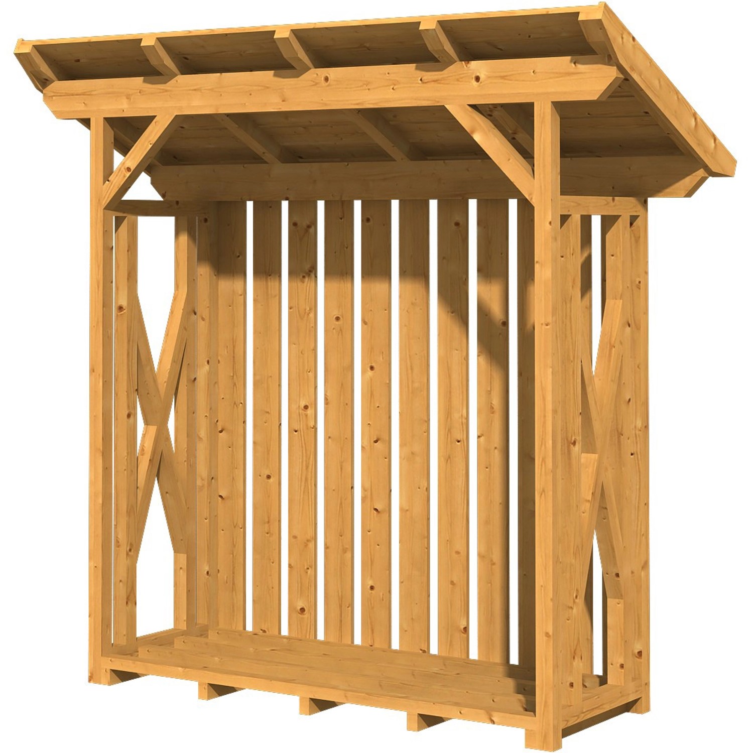 Skan Holz Holzunterstand Lars 1,24x1,02m, naturbelassen, für Kaminholz Lagerung im Garten.