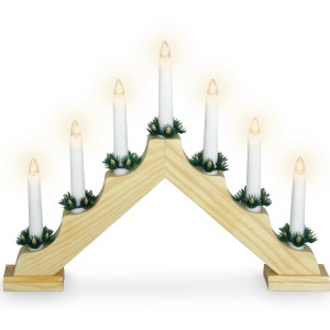 Holz Kerzenbrücke mit 7 Lampen, weihnachtliche Fensterdekoration.