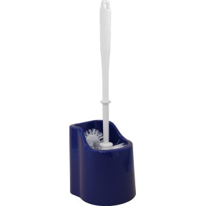 Bürstenmann WC-Garnitur mit blauem Topf und weißer Bürste mit Randreiniger.
