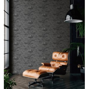 Wohnraum mit grauer Erfurt Vliestapete Eco Deco Bonder Black in Steinoptik.