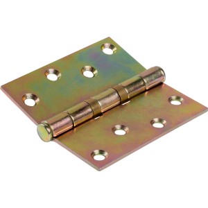 Gelb verzinktes Scharnier mit losem Stift, 90x90 mm, für bewegliche Verbindungen.
