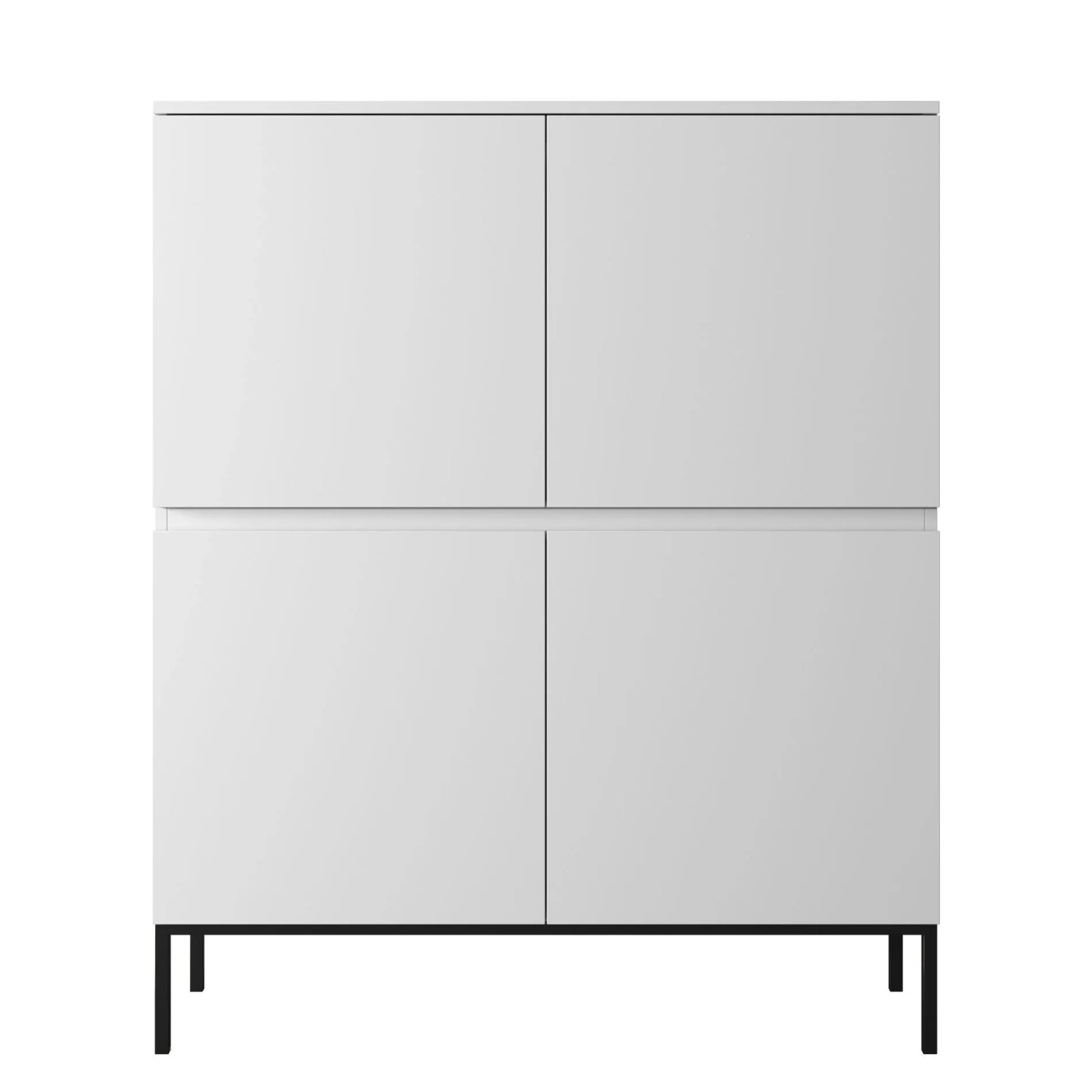 Selsey Highboard Bemmi 100 cm Hoch Weiß mit Schwarzen Beinen_6