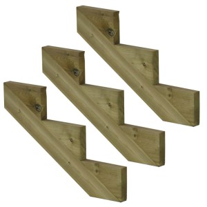 3er Set Treppenwangen aus KDI Holz mit 3 Stufen, 51cm hoch, für Gartentreppen und Außentreppen.