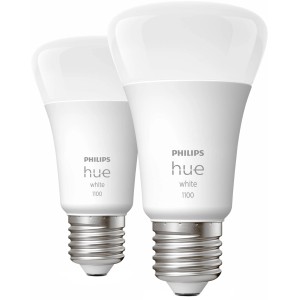 Philips Hue Doppelpack White E27 Leuchtmittel, 2x 9,5W, warmweißes Licht.