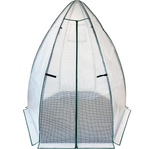 Westmann Überwinterungszelt Minze: Foliengewächshaus mit Reißverschlusstür und Fenster.