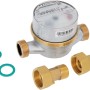 Wasserzähler für Kalt- und Warmwasser, 1/2 Zoll, R80, 110 mm, mit Anschlüssen und Dichtungen.