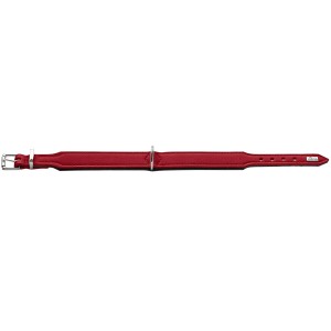 Hunter Halsband Basic, Gr. L, 65 cm, rot-schwarz. Hundehalsband aus Leder.