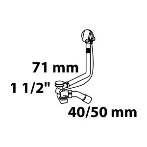 Kirchhoff Wannenablaufgarnitur, weiß, mit Exzenter für Badewannen, Anschluss 47,8 mm (1 1/2)